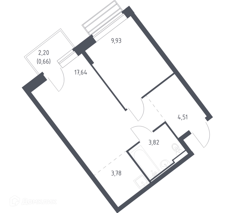 1-комнатная квартира 39.6 м² Рублевский квартал