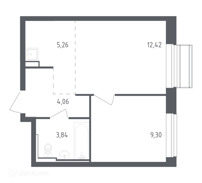 1-комнатная квартира 34.88 м² Рублевский квартал
