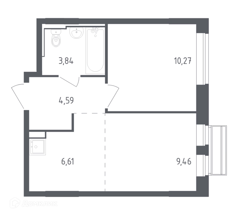 1-комнатная квартира 34.77 м² Рублевский квартал