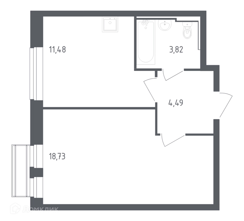1-комнатная квартира 38.52 м² Рублевский квартал