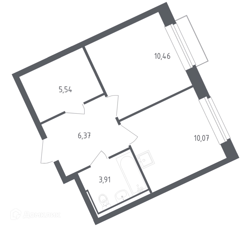 1-комнатная квартира 35.8 м² Рублевский квартал