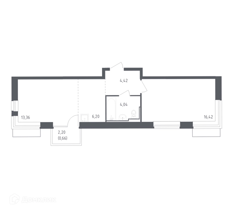 1-комнатная квартира 44.4 м² Рублевский квартал