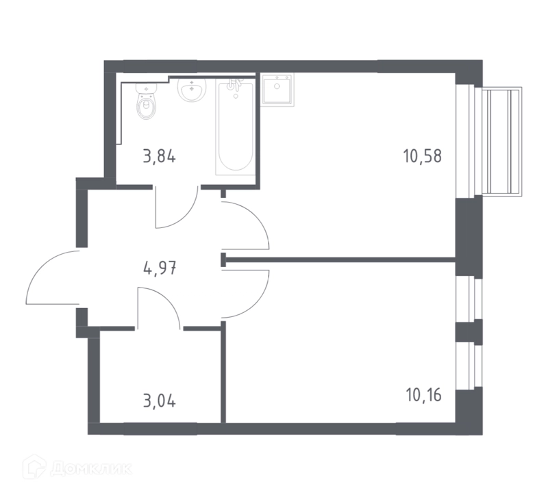 1-комнатная квартира 32.59 м² Рублевский квартал