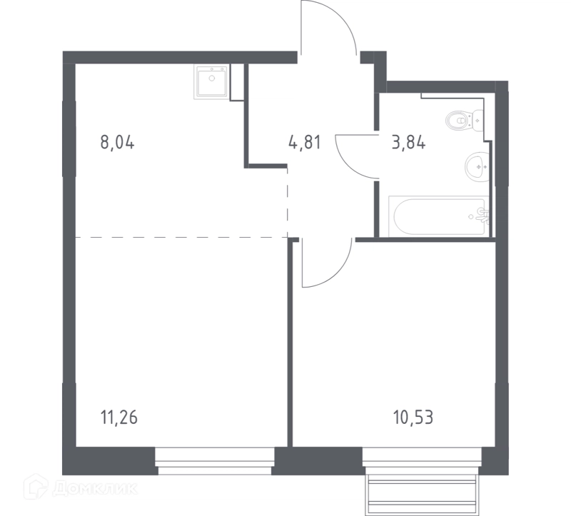 1-комнатная квартира 38.48 м² Рублевский квартал