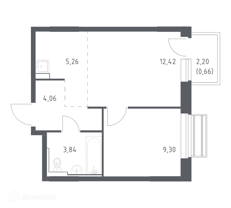 1-комнатная квартира 35.54 м² Рублевский квартал