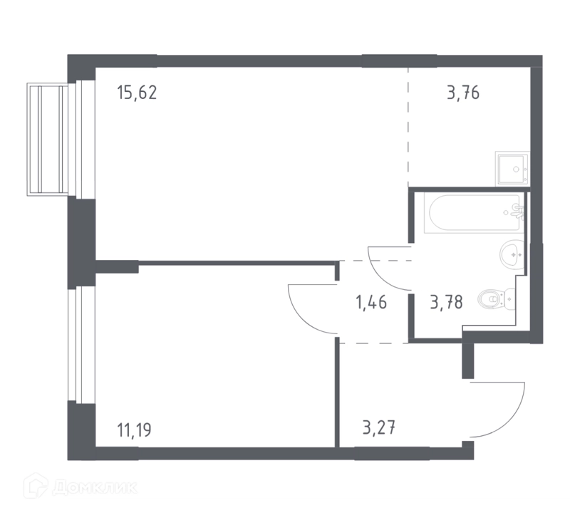 1-комнатная квартира 39.08 м² Рублевский квартал