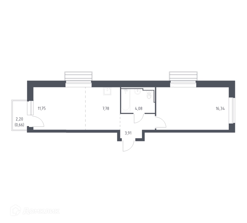 1-комнатная квартира 43.9 м² Рублевский квартал