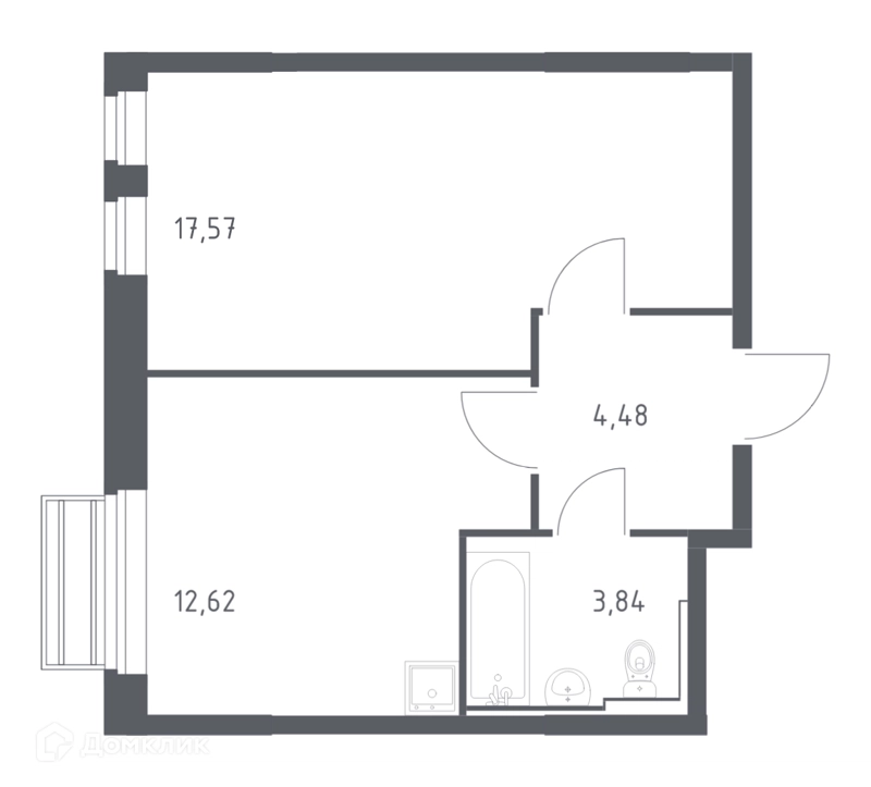 1-комнатная квартира 38.51 м² Рублевский квартал