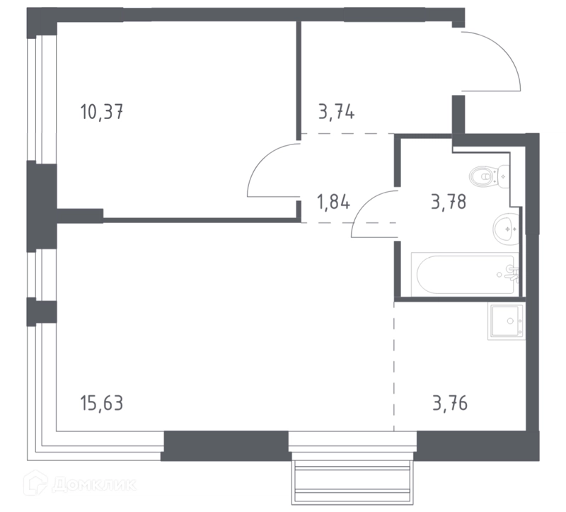 1-комнатная квартира 39.12 м² Рублевский квартал