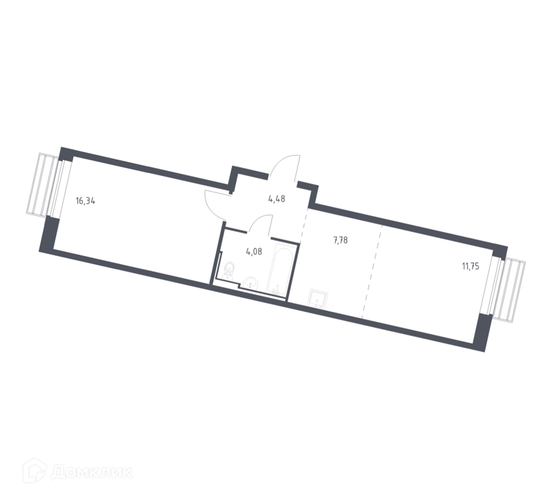 1-комнатная квартира 43.7 м² Рублевский квартал