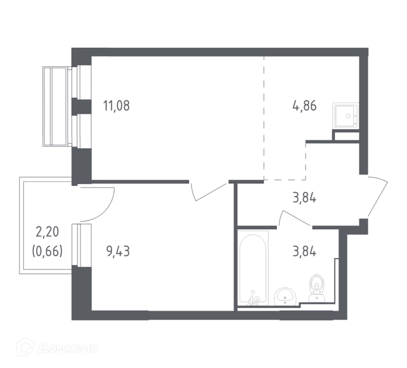 1-комнатная квартира 33.71 м² Рублевский квартал