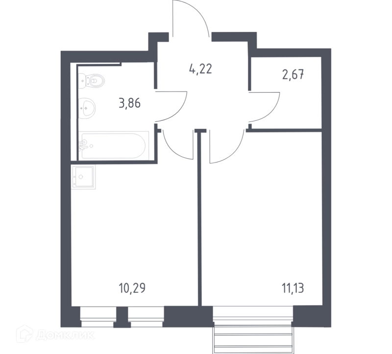 1-комнатная квартира 31.6 м² Рублевский квартал