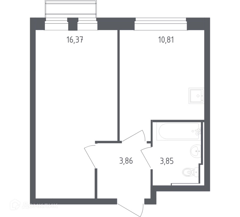 1-комнатная квартира 34.89 м² Рублевский квартал
