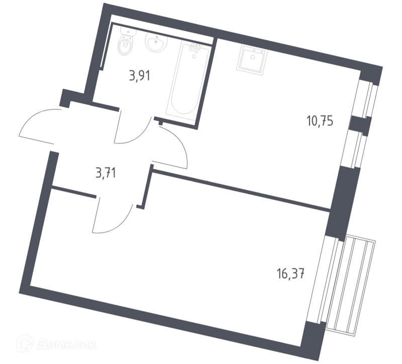 1-комнатная квартира 34.1 м² Рублевский квартал
