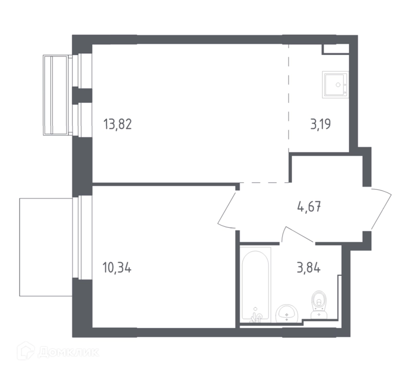 1-комнатная квартира 35.86 м² Рублевский квартал