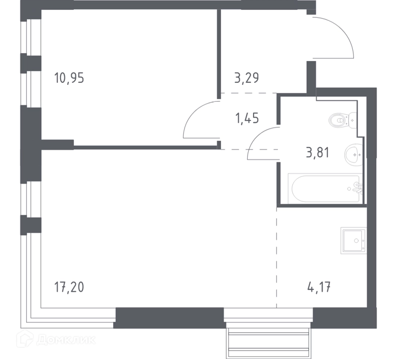 1-комнатная квартира 40.87 м² Рублевский квартал