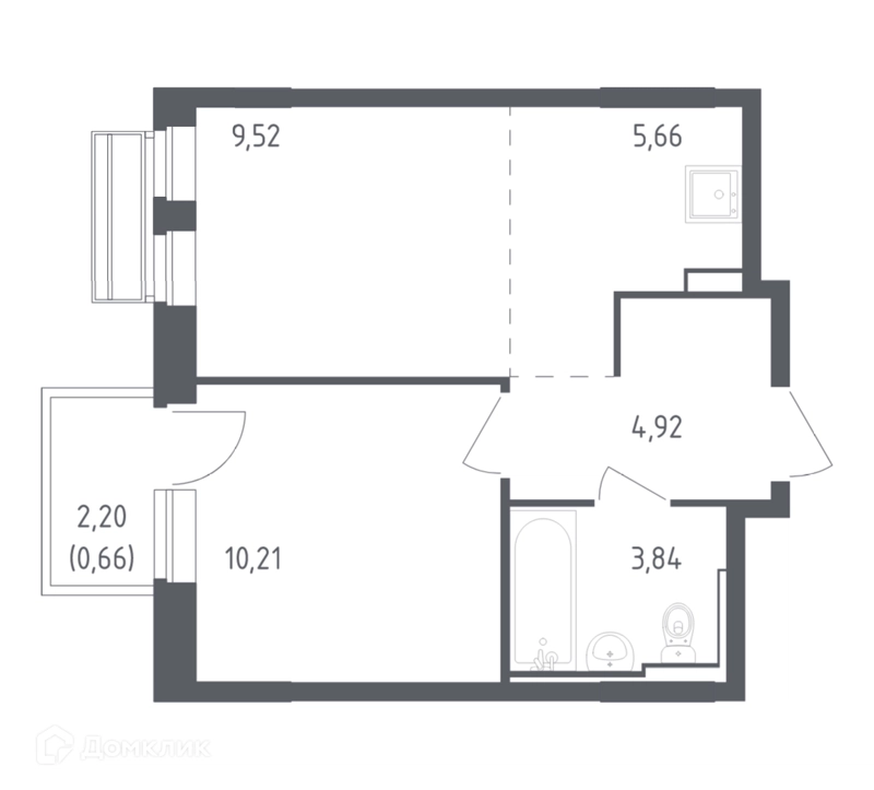 1-комнатная квартира 34.81 м² Рублевский квартал