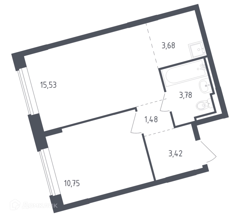 1-комнатная квартира 38.7 м² Рублевский квартал