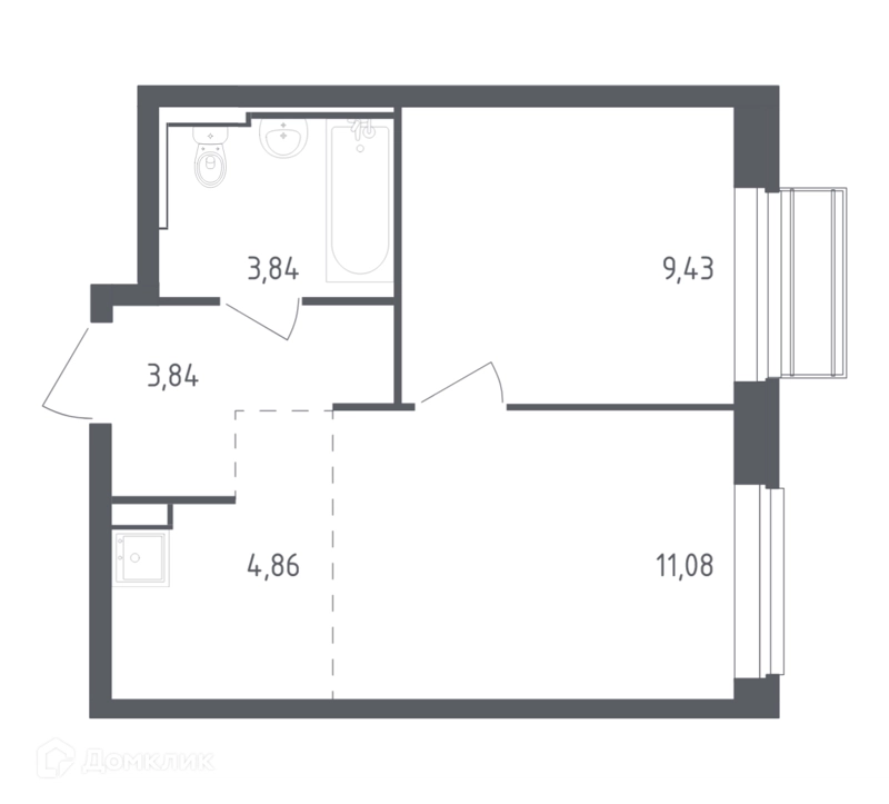 1-комнатная квартира 33.05 м² Рублевский квартал