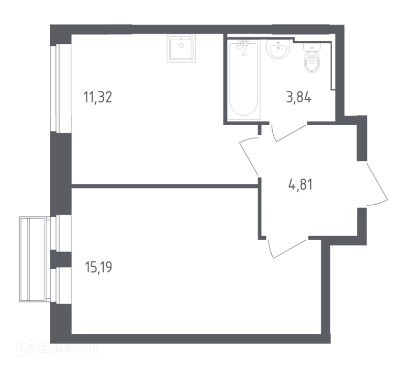 1-комнатная квартира 35.16 м² Рублевский квартал