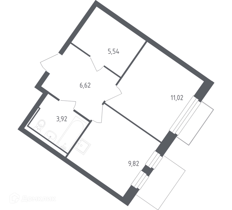 1-комнатная квартира 36.4 м² Рублевский квартал