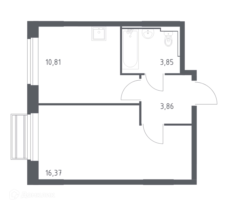 1-комнатная квартира 34.89 м² Рублевский квартал