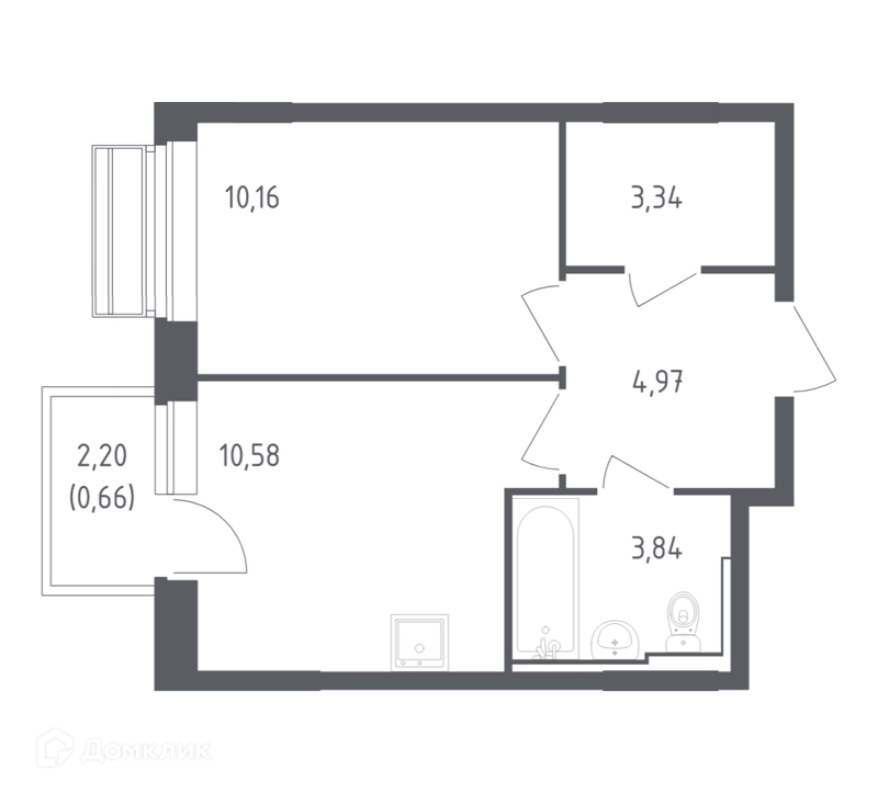 1-комнатная квартира 33.55 м² Рублевский квартал