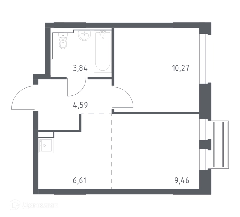 1-комнатная квартира 34.77 м² Рублевский квартал