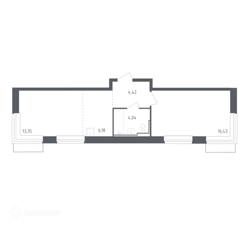 1-комнатная квартира 43.6 м² Рублевский квартал