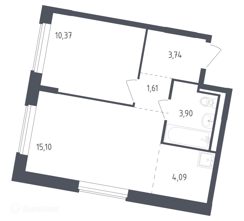 1-комнатная квартира 38.8 м² Рублевский квартал