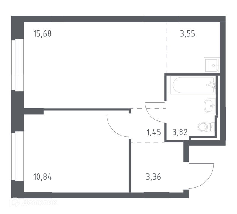 1-комнатная квартира 38.6 м² Рублевский квартал