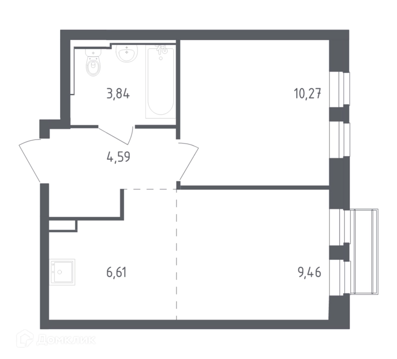 1-комнатная квартира 34.77 м² Рублевский квартал