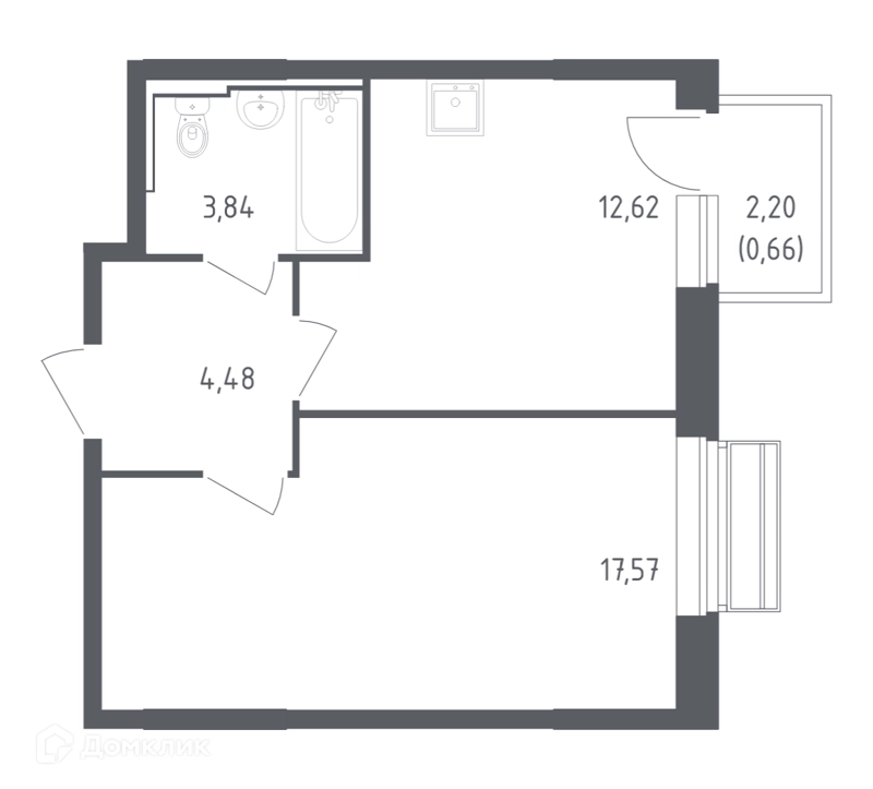 1-комнатная квартира 39.17 м² Рублевский квартал