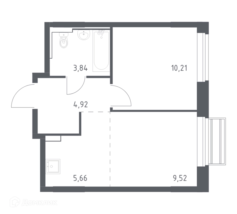 1-комнатная квартира 34.15 м² Рублевский квартал