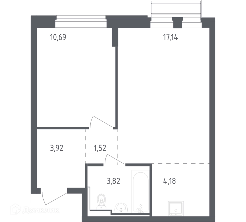 1-комнатная квартира 41.27 м² Рублевский квартал