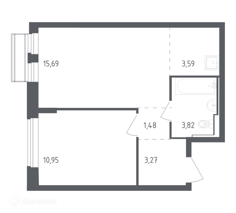1-комнатная квартира 38.8 м² Рублевский квартал