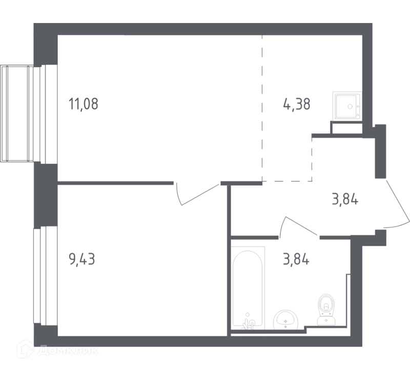 1-комнатная квартира 32.57 м² Рублевский квартал