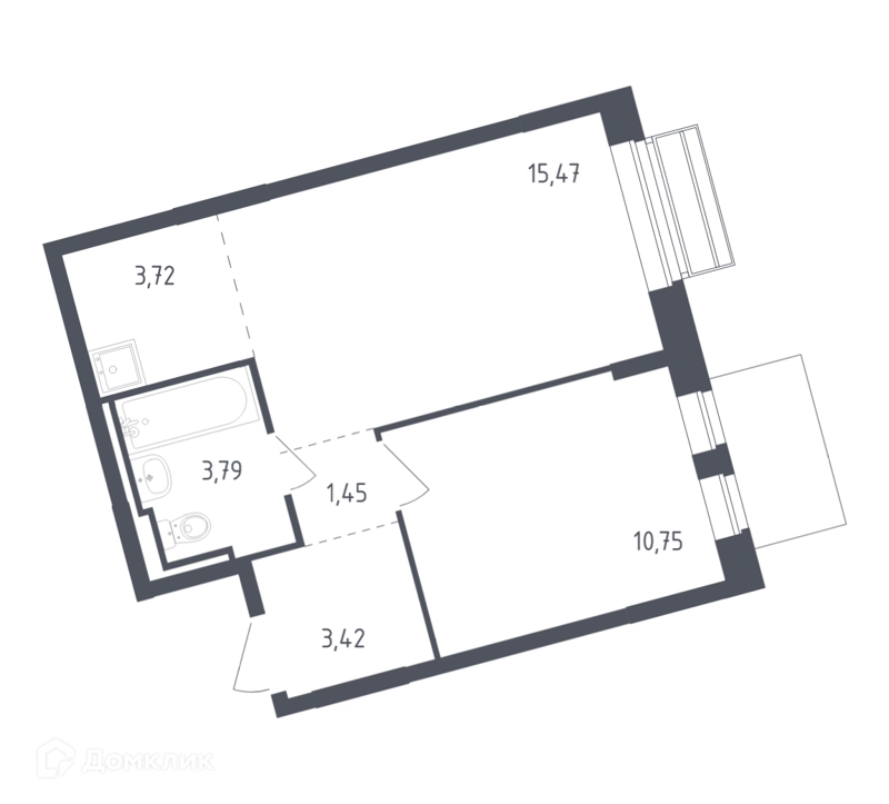 1-комнатная квартира 38.3 м² Рублевский квартал