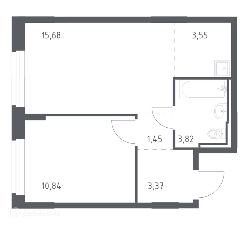 1-комнатная квартира 38.7 м² Рублевский квартал