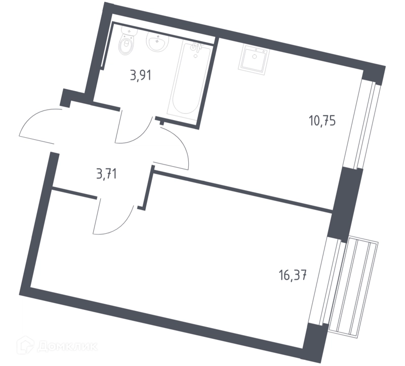 1-комнатная квартира 34.4 м² Рублевский квартал