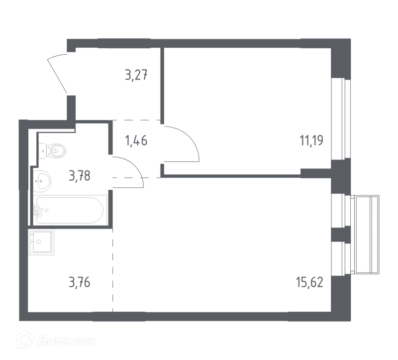 1-комнатная квартира 39.08 м² Рублевский квартал