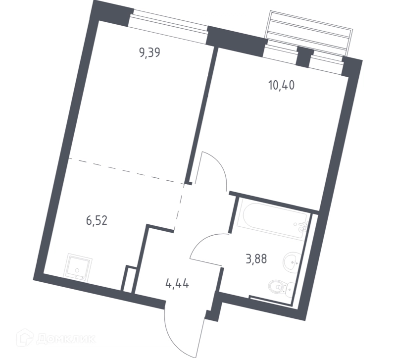 1-комнатная квартира 34.3 м² Рублевский квартал
