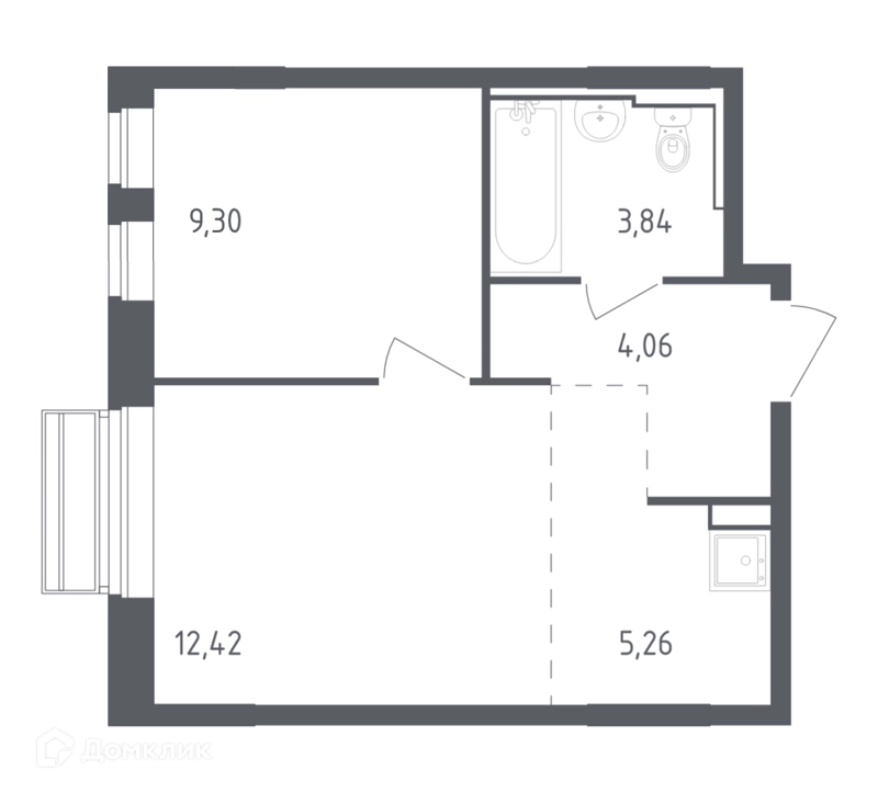 1-комнатная квартира 34.88 м² Рублевский квартал