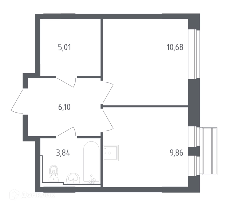 1-комнатная квартира 35.49 м² Рублевский квартал
