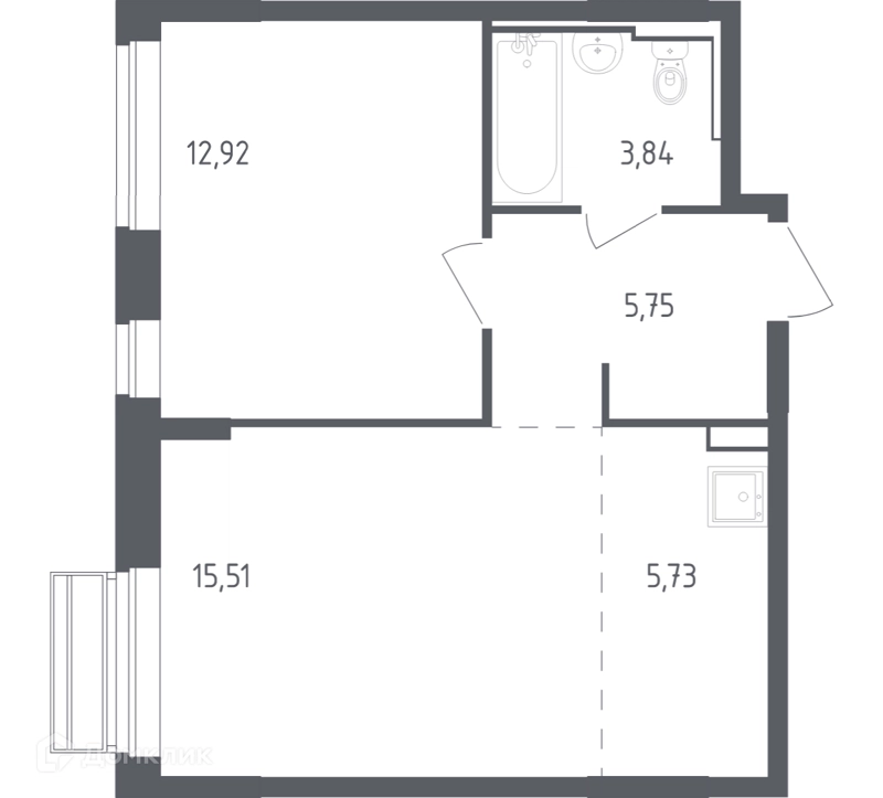 1-комнатная квартира 43.75 м² Рублевский квартал