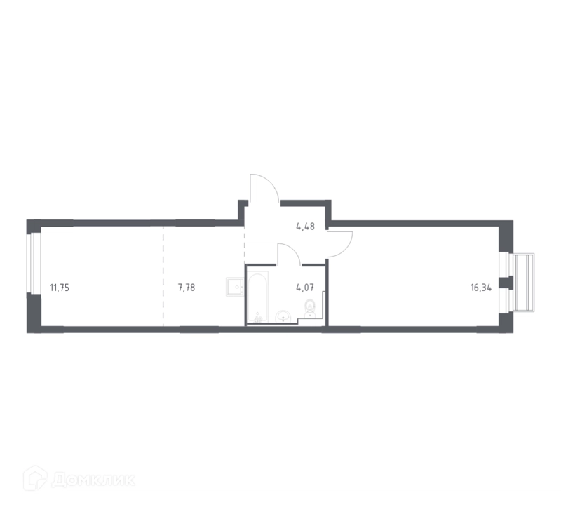 1-комнатная квартира 44.42 м² Рублевский квартал