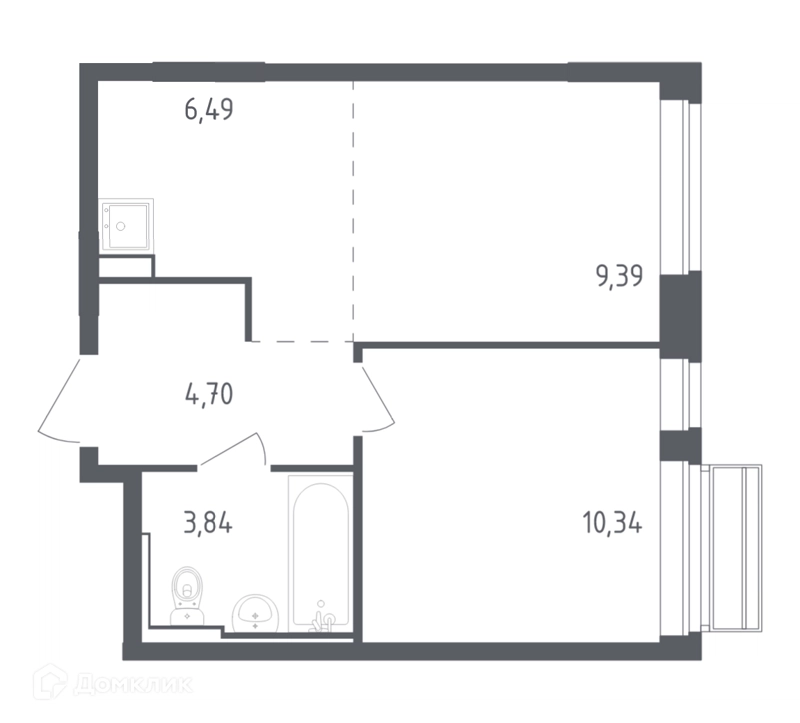 1-комнатная квартира 34.76 м² Рублевский квартал