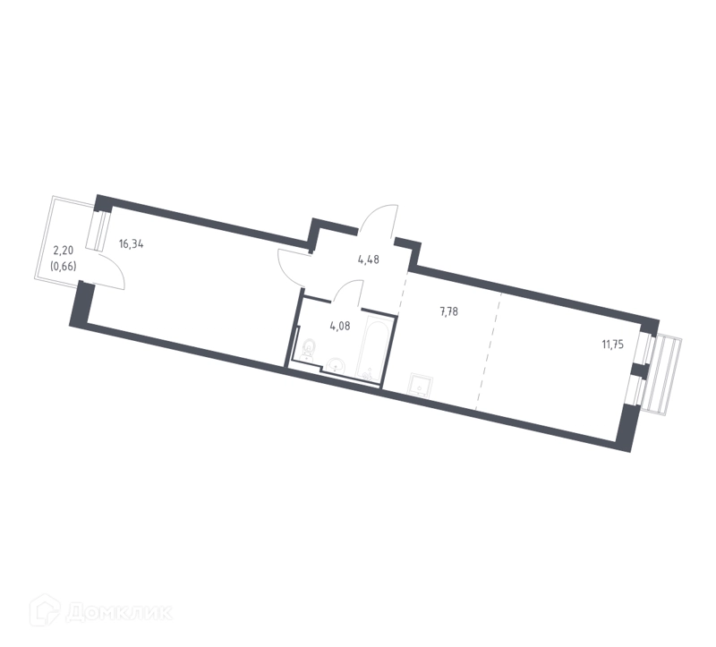 1-комнатная квартира 44.2 м² Рублевский квартал