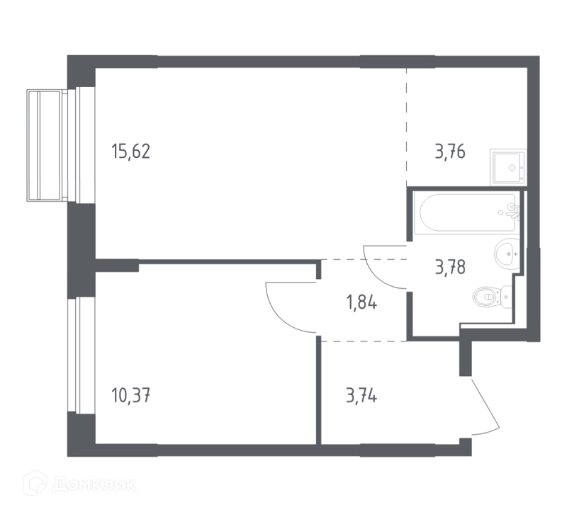 1-комнатная квартира 39.11 м² Рублевский квартал