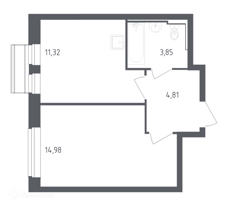 1-комнатная квартира 34.96 м² Рублевский квартал